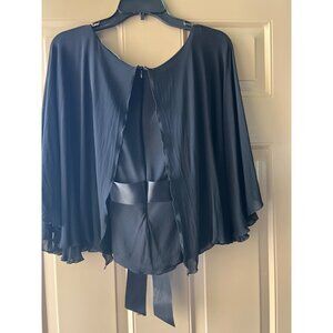 R.E.D. Valentino Black Satin Ribbon Belt Sheer Lined Top Womens Size 46 / 10